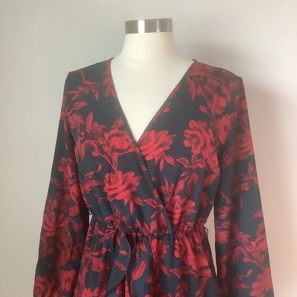NEW Women Dress V Neck Floral Mini Party Dress M - Picture 6 of 14